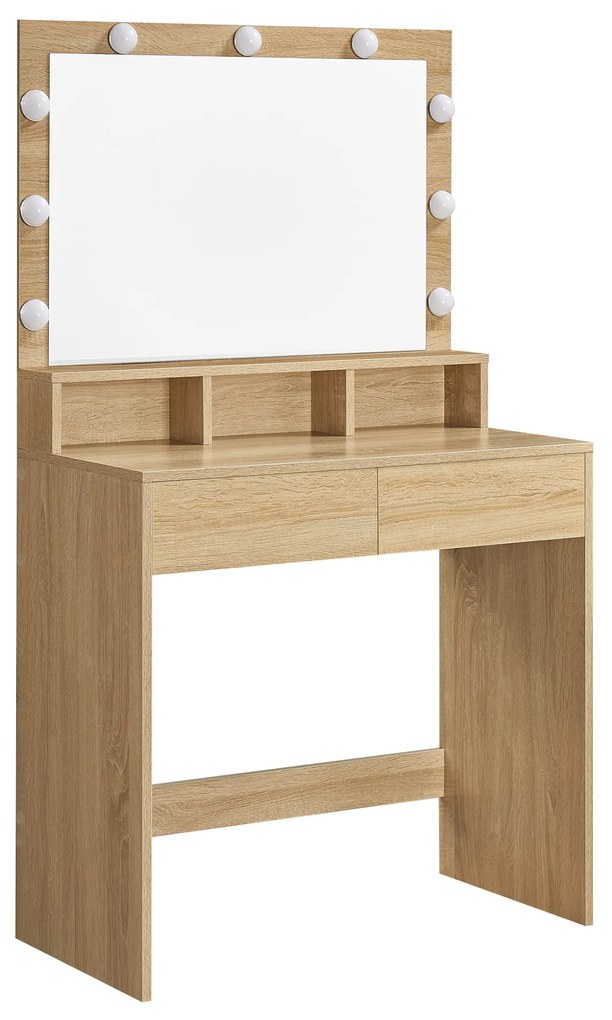 Toaletný stolík LUNARIA s LED osvetlením hnedý