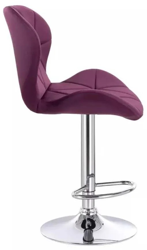LuxuryForm DESIGN Barová stolička LIVIO VELUR na striebornom tanieri - fuchsia