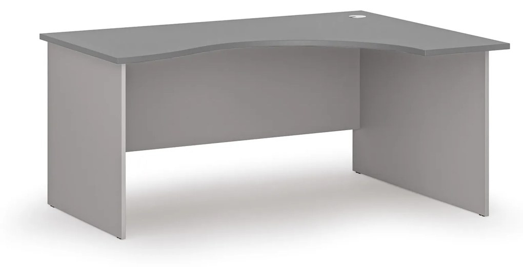 Ergonomický kancelársky pracovný stôl PRIMO GRAY, 1600 x 1200 mm, pravý, sivá/grafit