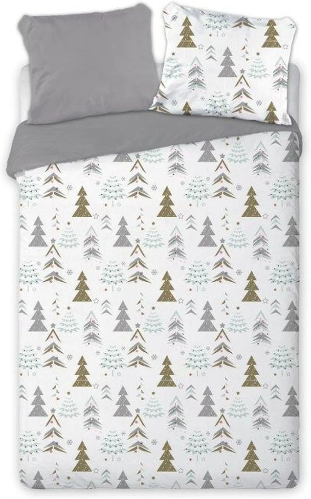 DomTextilu Vianočné posteľné obliečky na jednoposteľ 160x200  3 časti: 1ks 160 cmx200 + 2ks 70 cmx80 70 x 80 cm 41171-189857