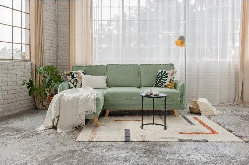 Svetlozelená menčestrová rozkladacia rohová pohovka (variabilná) Tori – Bonami Selection