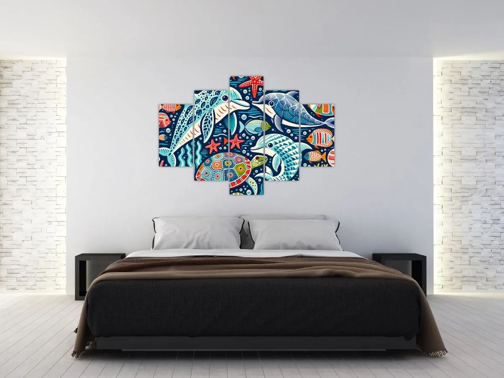 Obraz – Kreslené vodné zvieratká (150x105 cm)