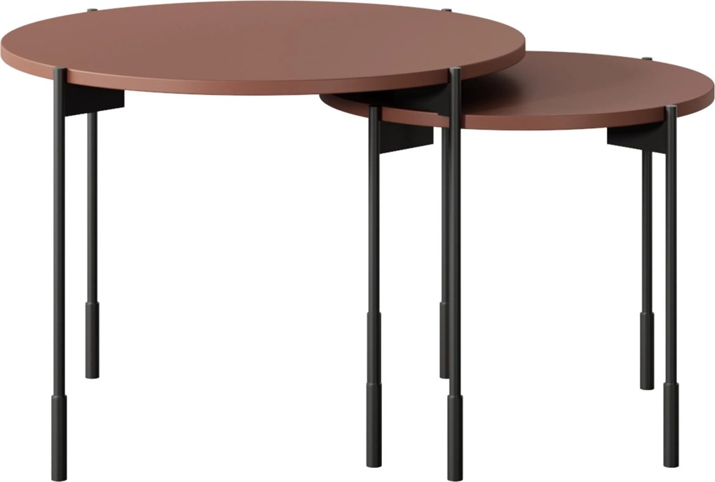 Kávový stolík Sonatia 60 cm okrúhly na kovových nohách - burgund