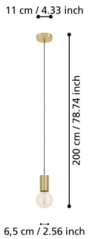 Eglo 900799 - Luster na lanku POZUETA 1xE27/40W/230V zlatá