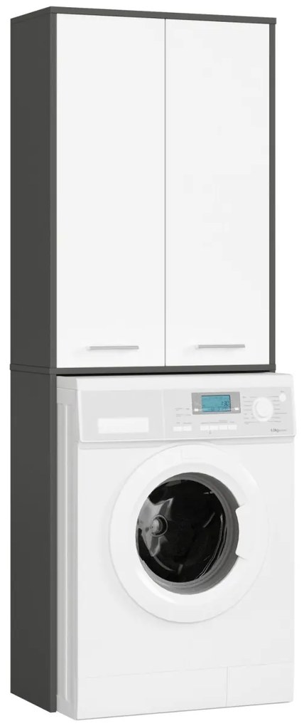 Kúpeľňová skrinka nad práčku Fin 2D sivá/biela