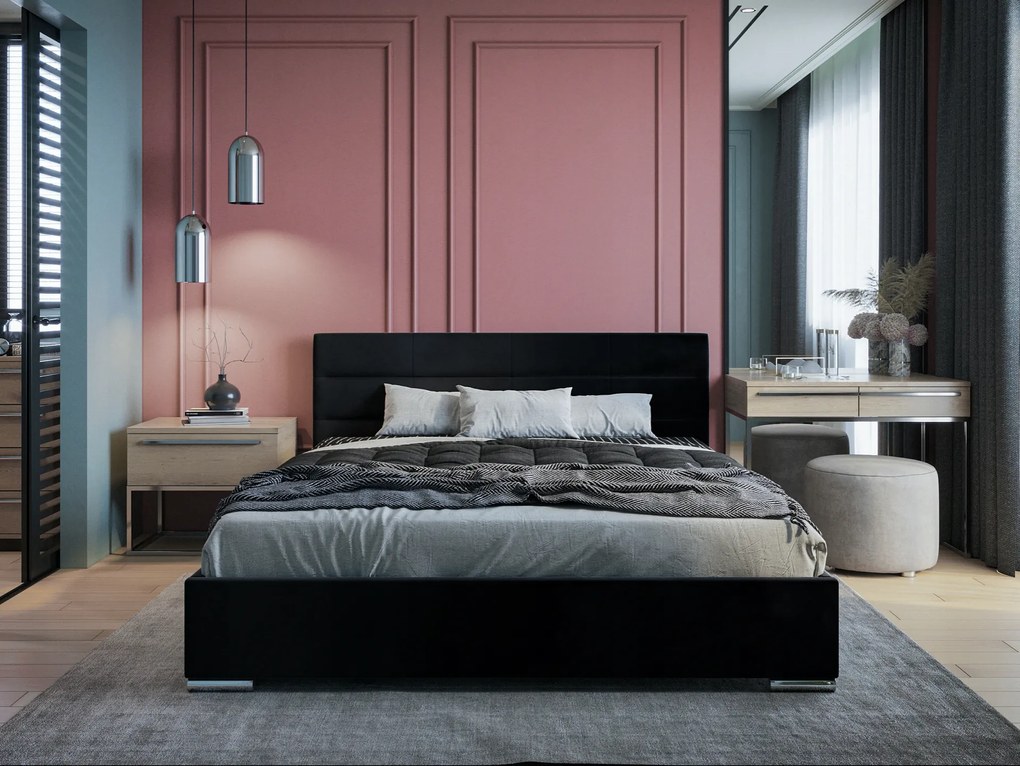 PROXIMA.store - Luxusná posteľ BARI - čierna - 140/160/180 Veľkosť postele: Pre matrac 160 x 200 cm