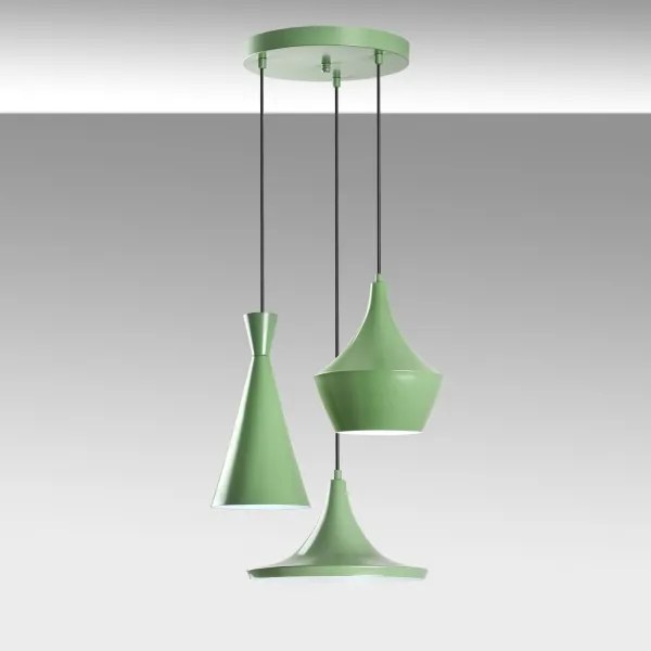 Luster na lankách TOM 3xE27/40W/230V zelený