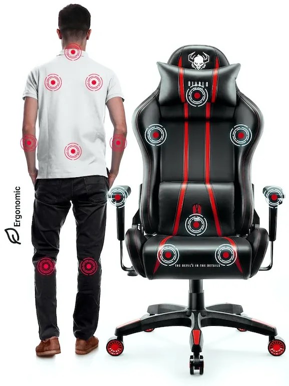 Herné kreslo Diablo X-One 2.0 King Size: čierno-červené Diablochairs