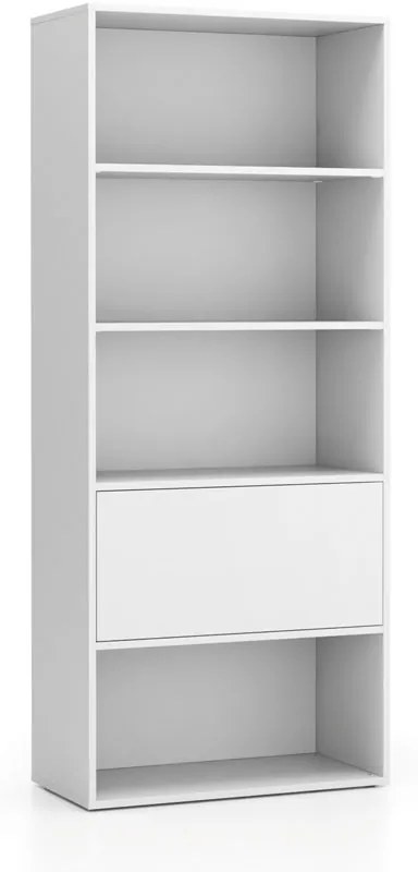 PLAN Vysoký kancelársky policový regál LAYERS, 1 box, 800 x 400 x 1905, biela