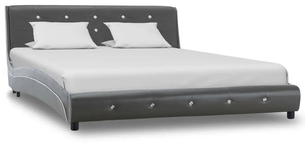 vidaXL Rám postele sivý umelá koža 140x200 cm