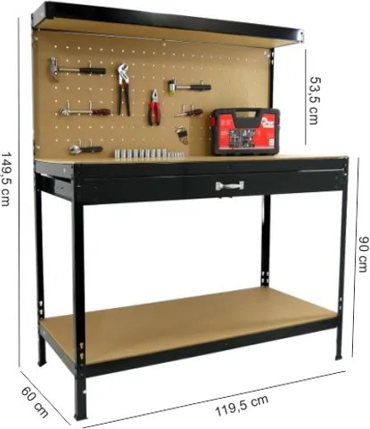 CH Pracovný stôl do dielne so zásuvkou Tosca