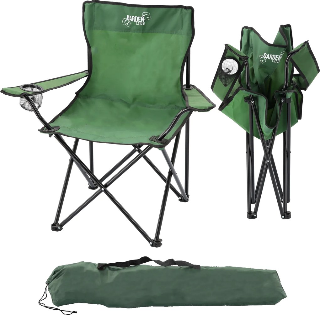 Garden Line SKLADACIA TURISTICKÁ/RYBÁRSKA STOLIČKA, ZELENÁ, 50x50x80 cm *7167
