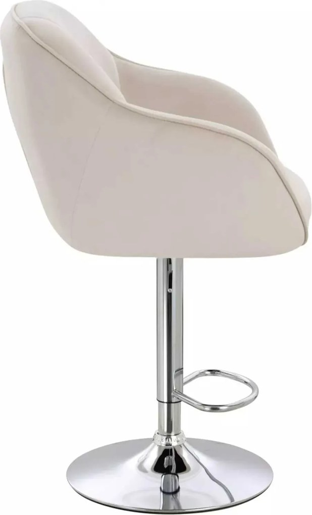 LuxuryForm DESIGN Barová stolička AVOLA VELUR na striebornom tanieri - krémová