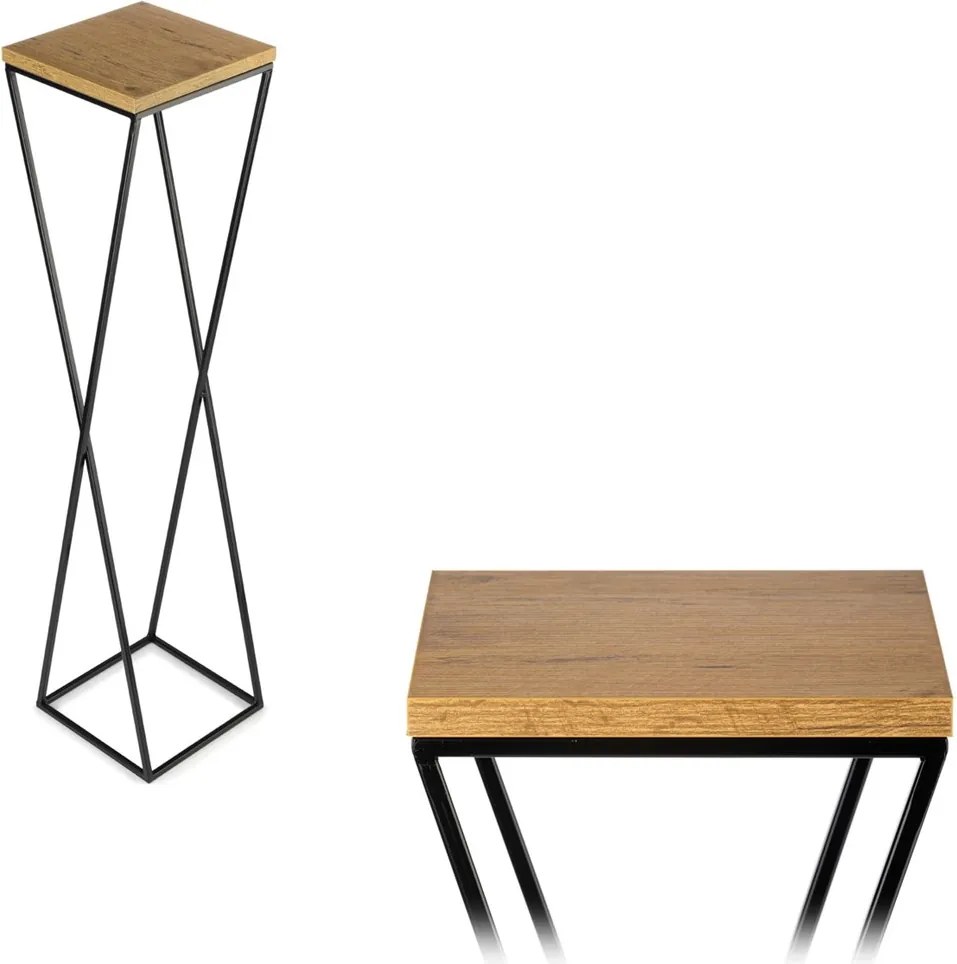 STOJAN NA KVETINÁČ LOFT6 100X24X24 CM ČIERNA/HNEDÁ