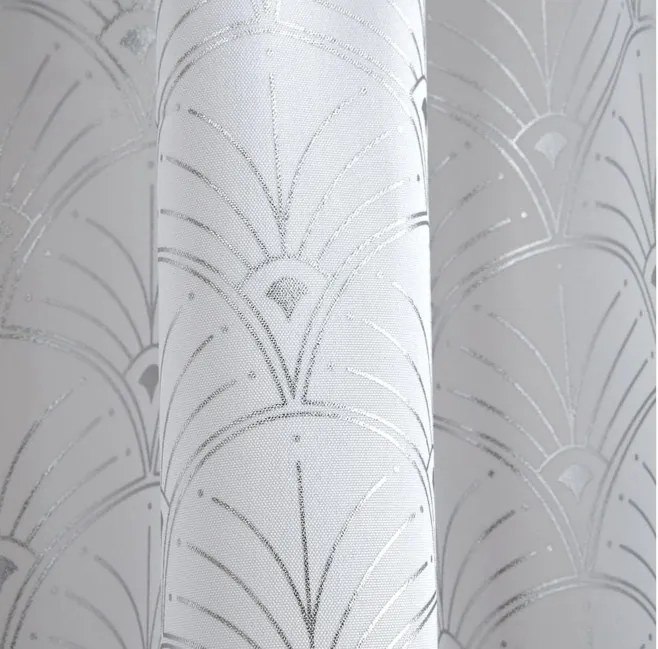Luxusný biely záves so strieborným vzorom 140x250 cm