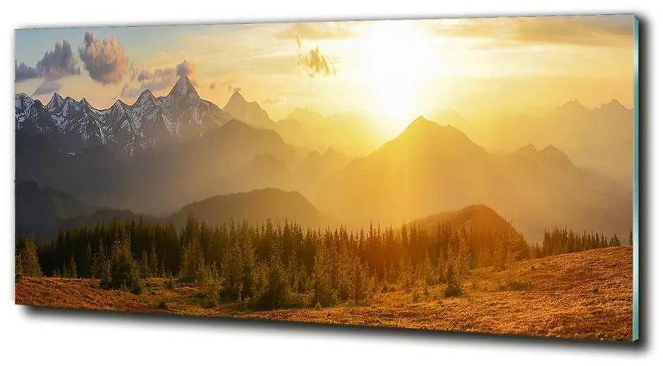 Foto obraz sklo tvrdené Západ slnka hory cz-obglass-125x50-84116149