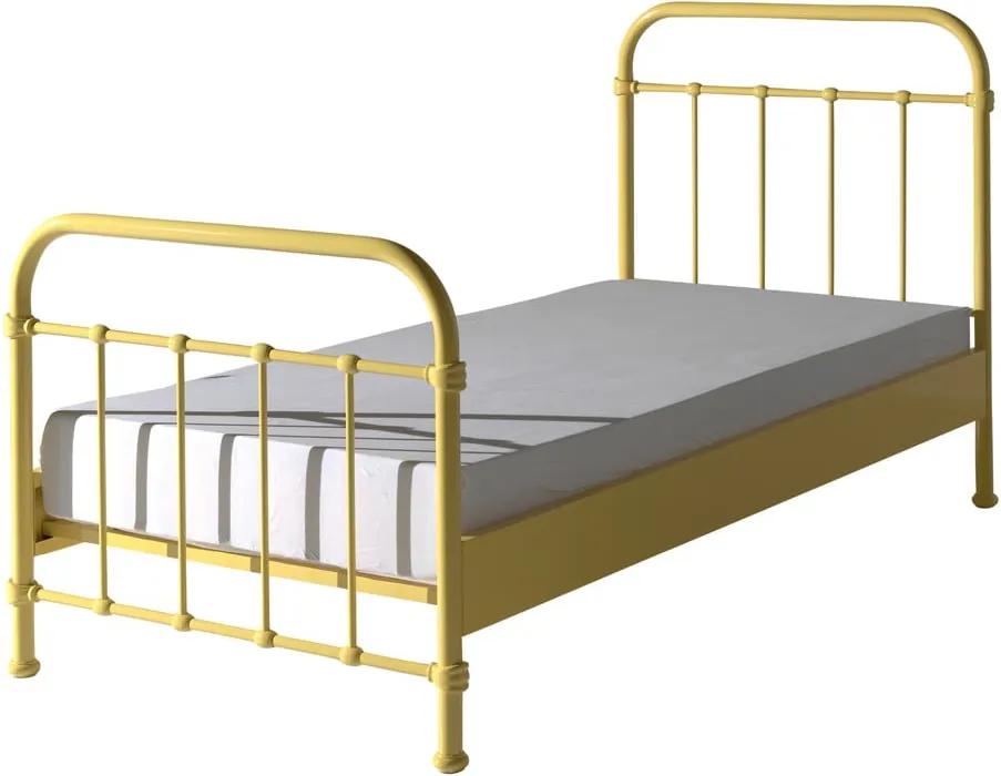 Žltá kovová detská posteľ Vipack New York, 90 × 200 cm