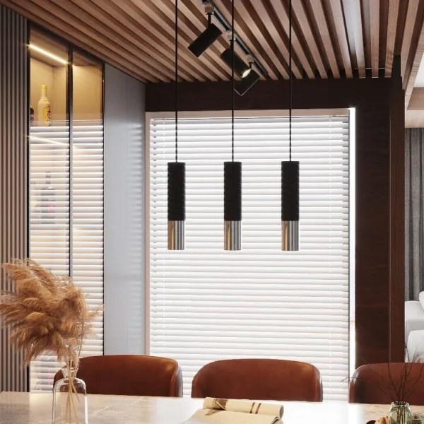 Sollux SL.0942 - Luster na lanku LOOPEZ 3xGU10/10W/230V čierna/chróm