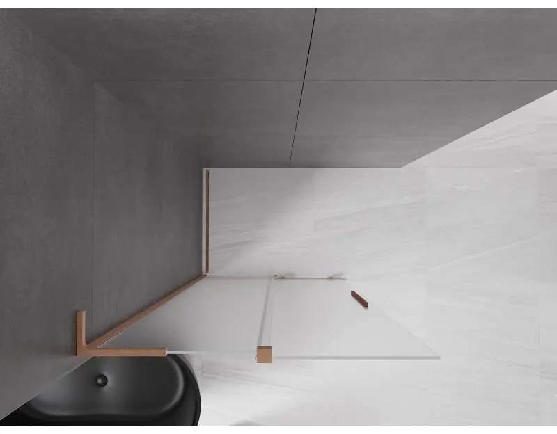 Mexen Velar L, posuvná sprchová zástena Walk-in 90 x 200 cm, 8mm sklo námraza, medená matná, 871-090-003-33-65