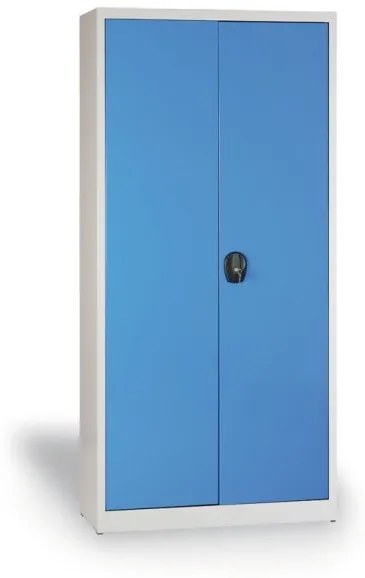 Kovos Dielenská policová skriňa na náradie KOVONA JUMBO, 4 police, zváraná, 950 x 800 x 1950 mm, sivá / modrá