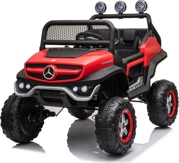 LEAN CARS Akumulátorové vozidlo Mercedes Unimog S, červené