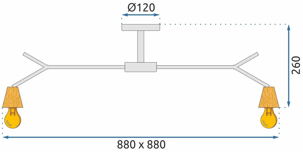 Toolight - Závesné 3-ramenné svietidlo 3xE27 APP693-3C, čierna-hnedá, OSW-05463