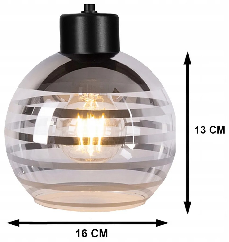 BERGE Sklenená LED závesná lampa 3xE27 - guľové horizontálne pruhy