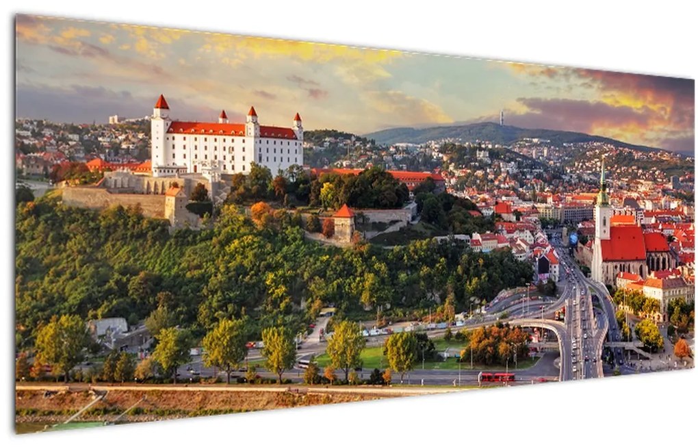 Obraz - Panorama Bratislavy, Slovensko (120x50 cm)