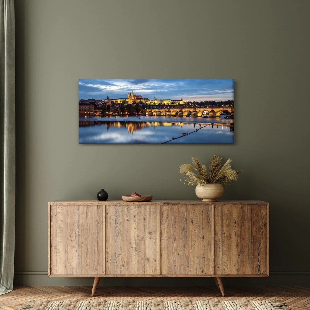Obraz Pražského hradu a Karlovho mosta (120x50 cm)
