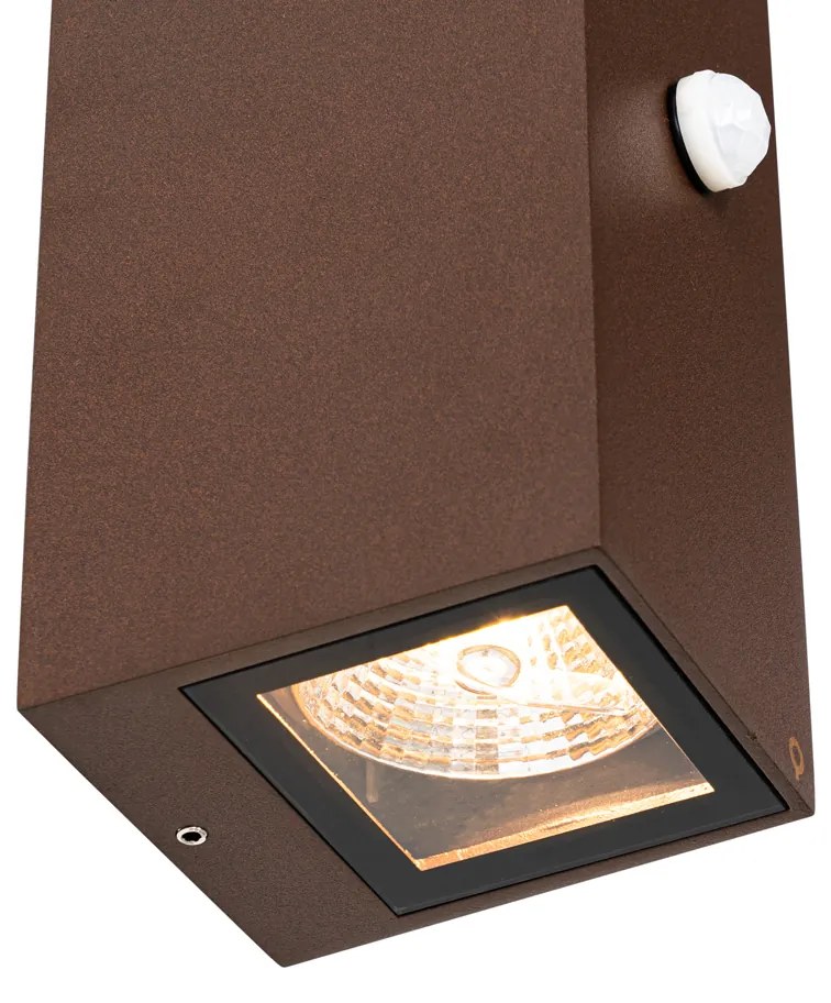 Nástenné svietidlo hrdzavohnedé 2 svietidlo GU10 AR70 IP44 s pohybovým senzorom - Baleno