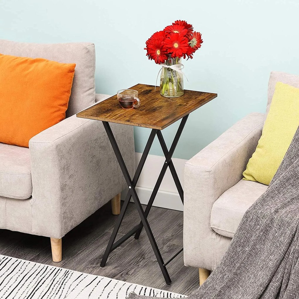 Skladací odkladací stolík Vasagle Abby 48 cm hnedý/čierny