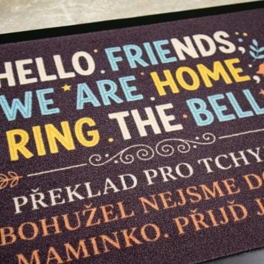 Mercury Flooring, Rohožka HELLO FRIENDS 40x60 cm - na von aj na doma, 40x60, šedá