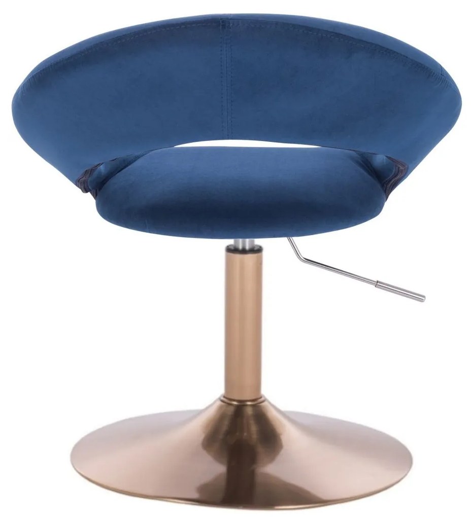 LuxuryForm Stolička NAPOLI VELUR na zlatom tanieri - modrá