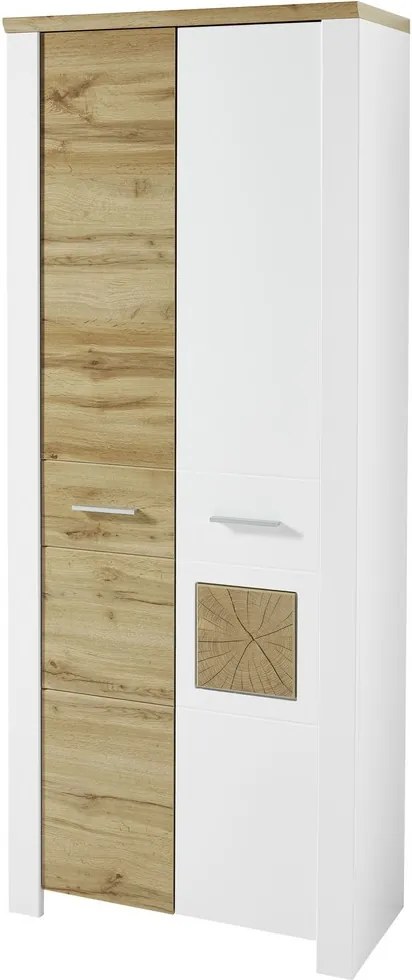 Predsieňová šatníková skriňa Materio, dub/biela