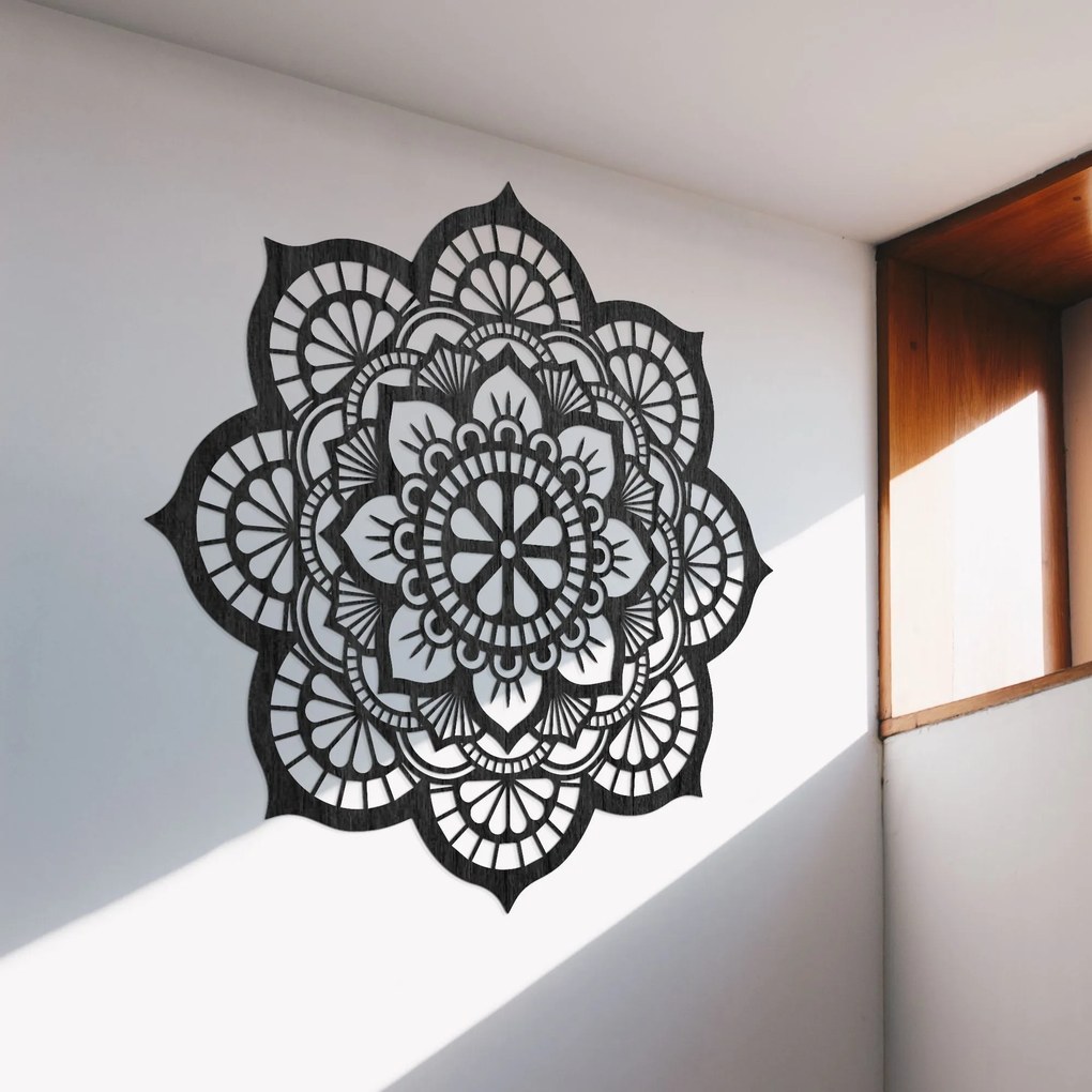 SENTOP | Drevená dekorácia na stenu mandala symbolika lotosový kvet I SENTOP PR0204