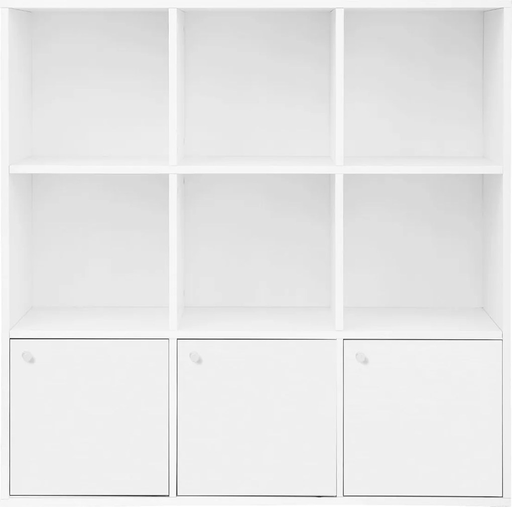 Knižnica, policový diel, s 9 priehradkami, biela