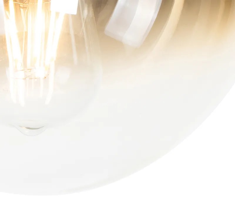 Stropné svietidlo v štýle Art Deco čierne so zlatým sklom - Pallon