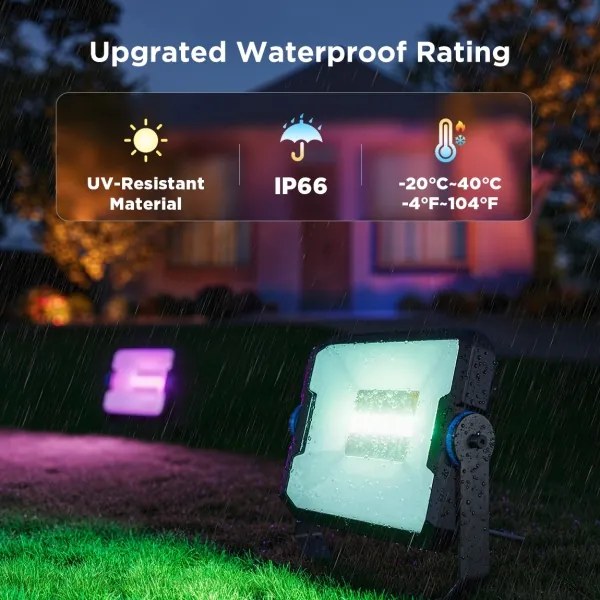 Govee - Súprava 4× stmievateľných LED reflektorov RGBICWW, 24 W, 230 V, IP66, s podporou Matter a Wi‑Fi