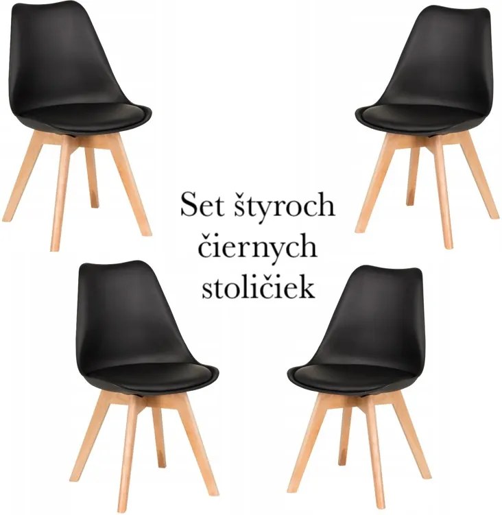 DomTextilu Set štyroch čiernych stoličiek za zvýhodnenú cenu 14956
