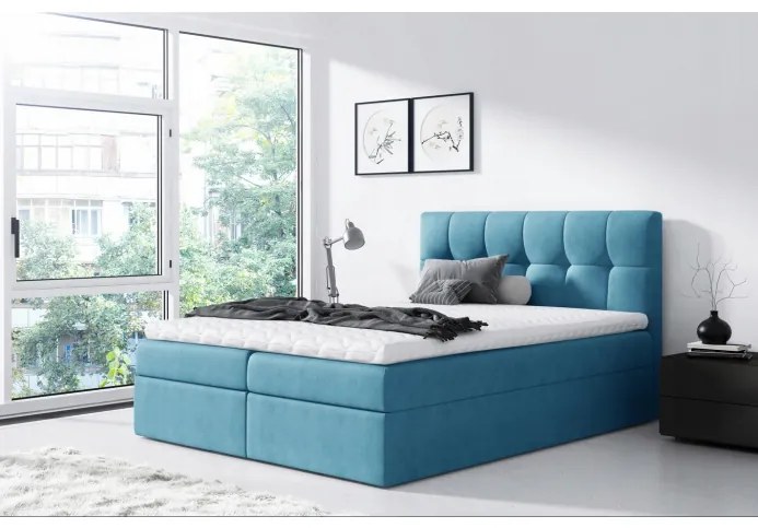Jednoduchá posteľ Rex 120x200, modrá + TOPPER