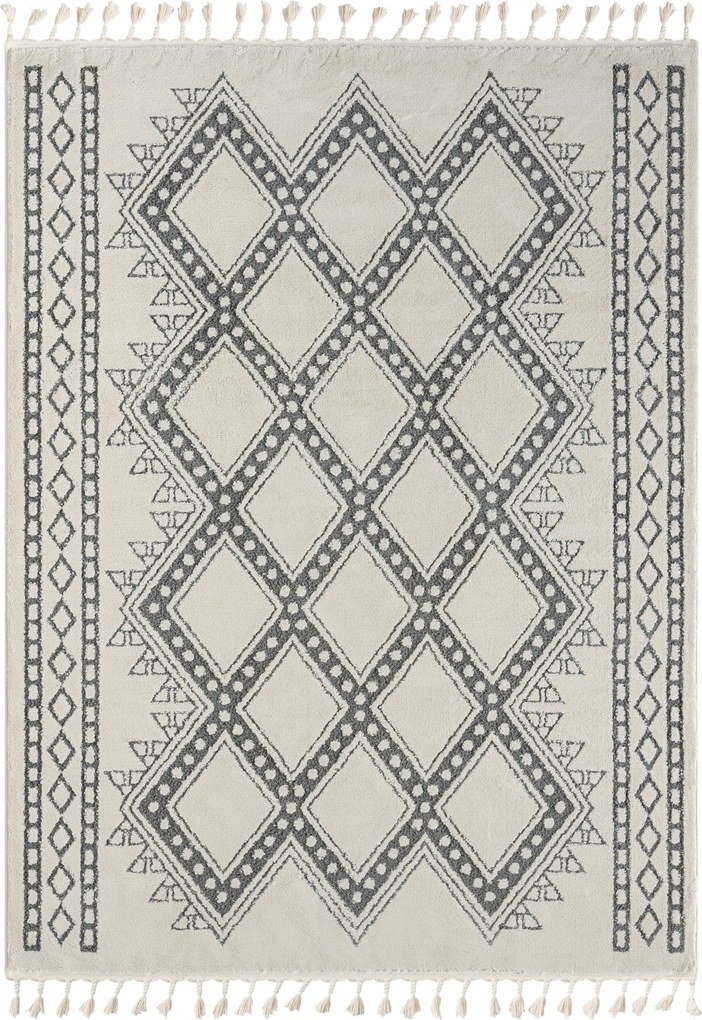 My Flair, Kusový koberec Moroccan Delight weiß, 160x230, čiernobiela, obývacia izba