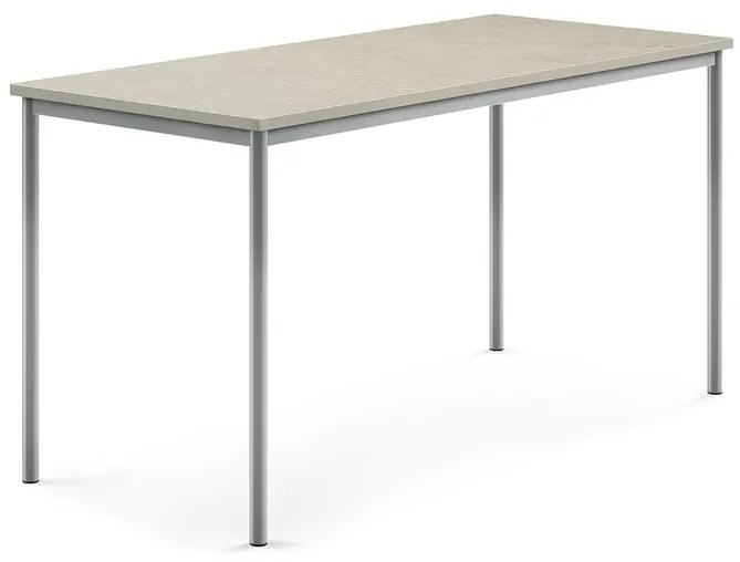 Stôl SONITUS, 1800x800x900 mm, linoleum - svetlošedá, strieborná