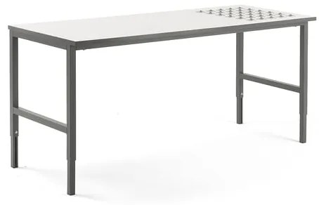 Dielenský stôl CARGO s valčekmi, 2000x750 mm, biela / šedá