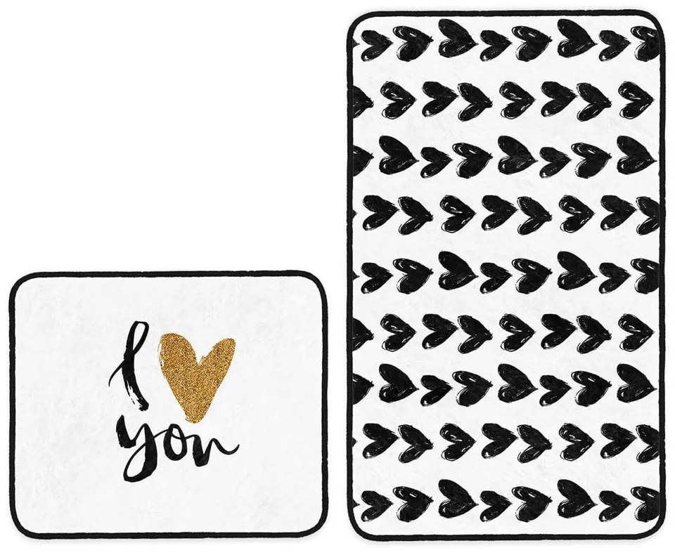 Biele/čierne kúpeľňové predložky v súprave 2 ks 60x100 cm – Mila Home