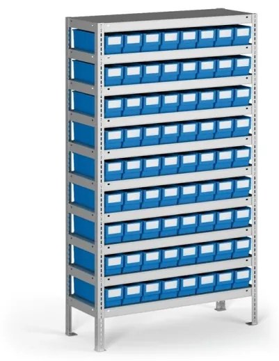 Regál s plastovými boxmi ShelfBox, 1600 x 800 x 400 mm, 72x box B