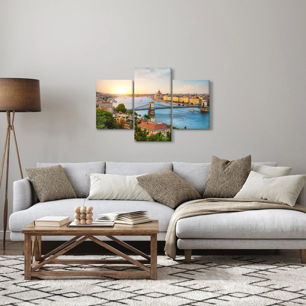 Obraz mesta Budapešť s riekou (90x60 cm)