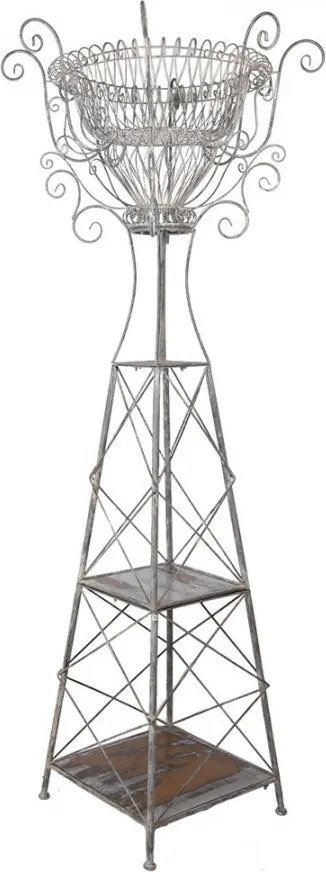 Šedý antik kovový stojan na kvetinu Brocante - 89*89*230 cm