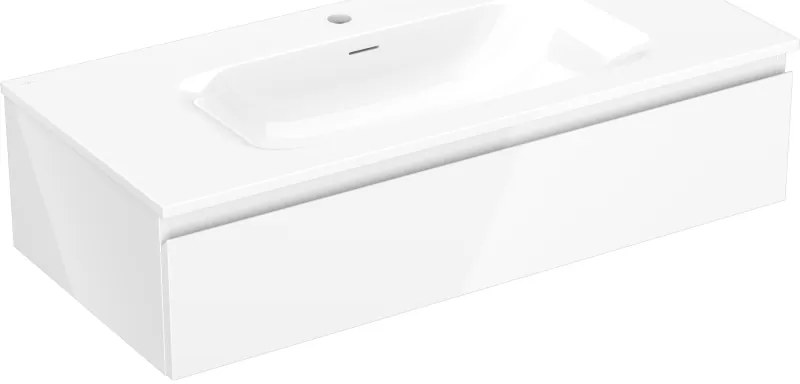 Mexen Orio, kúpeľňová skrinka 100 cm s umývadlom Vela, 1 zásuvka, biela lesklá, 91A10-10023-1-BF00-W23M00
