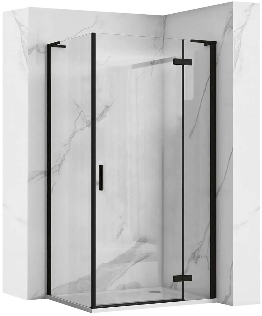 Rea Hugo, 1-krídlová sprchová kabína 90x90x200 cm, 6mm číre sklo, čierny profil, KPL-45223