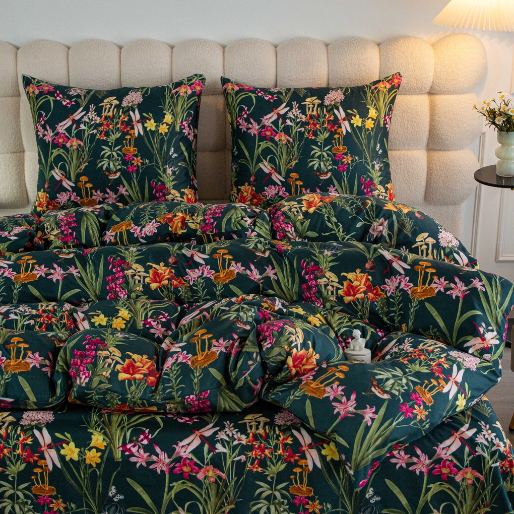 Obliečky z mikrovlákna MYSTIC GARDEN tmavo zelené Rozmer obliečky: 2 ks 70 x 90 cm | 200 x 220 cm